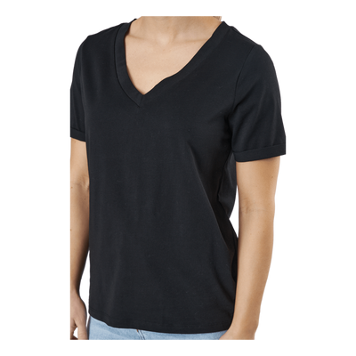 Pcria Ss V-neck Solid Tee  Bc Black