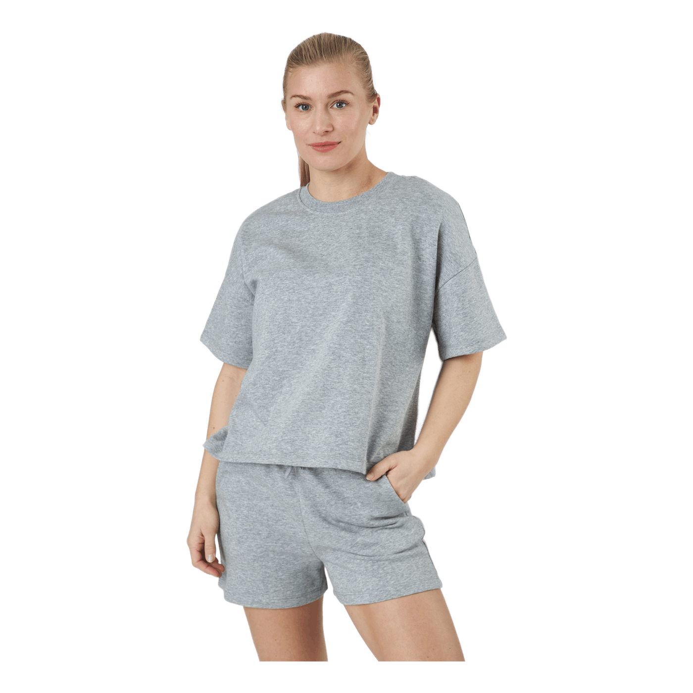 Pcchilli Summer 2/4 Loose Swea Light Grey Melange