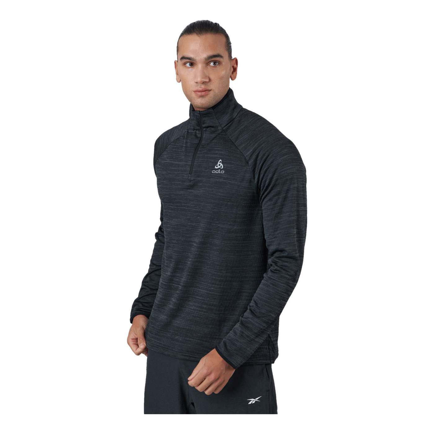 Mid Layer 1/2 Zip Run Easy War Black Melange