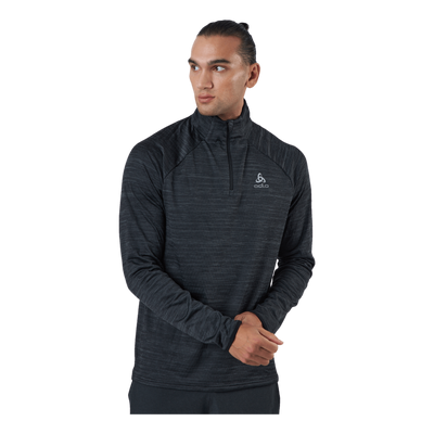 Mid Layer 1/2 Zip Run Easy War Black Melange