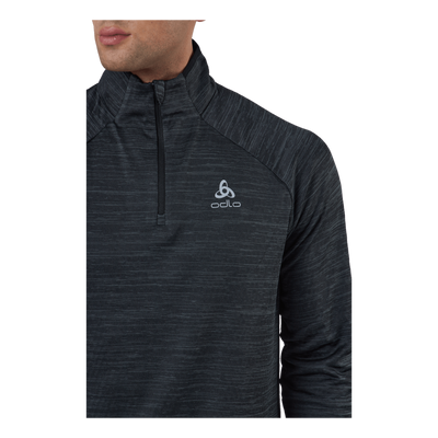 Mid Layer 1/2 Zip Run Easy War Black Melange