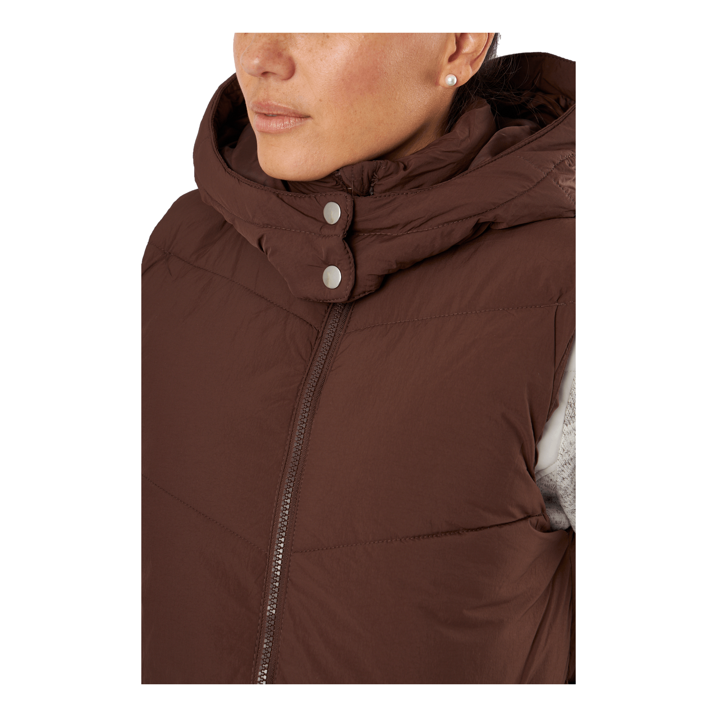 Jamilla Long Puffer Vest Chicory Coffee