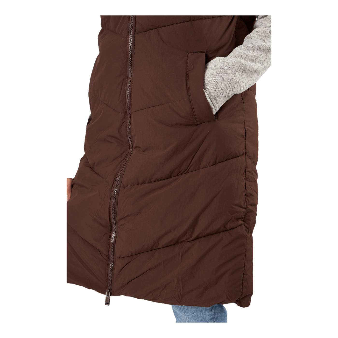 Jamilla Long Puffer Vest Chicory Coffee