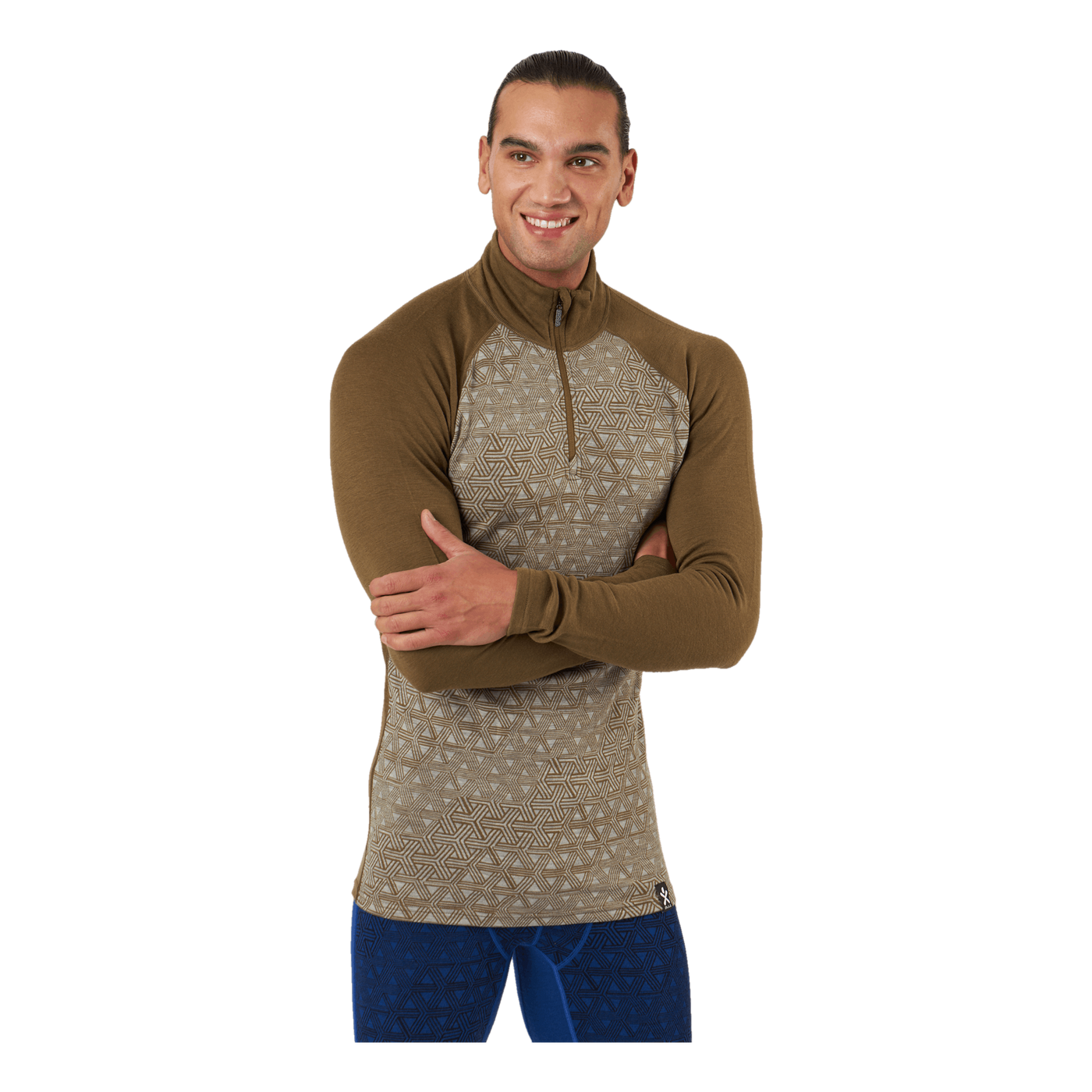 Geo Merino Wool Halfzip Moss