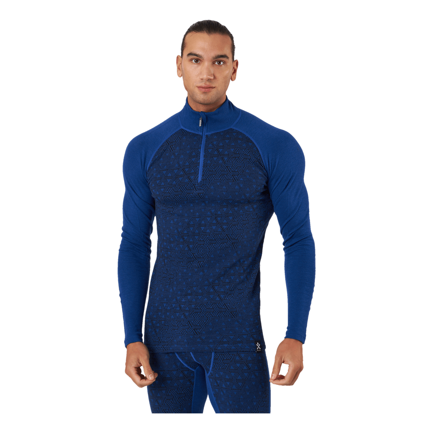 Geo Merino Wool Halfzip Lapis