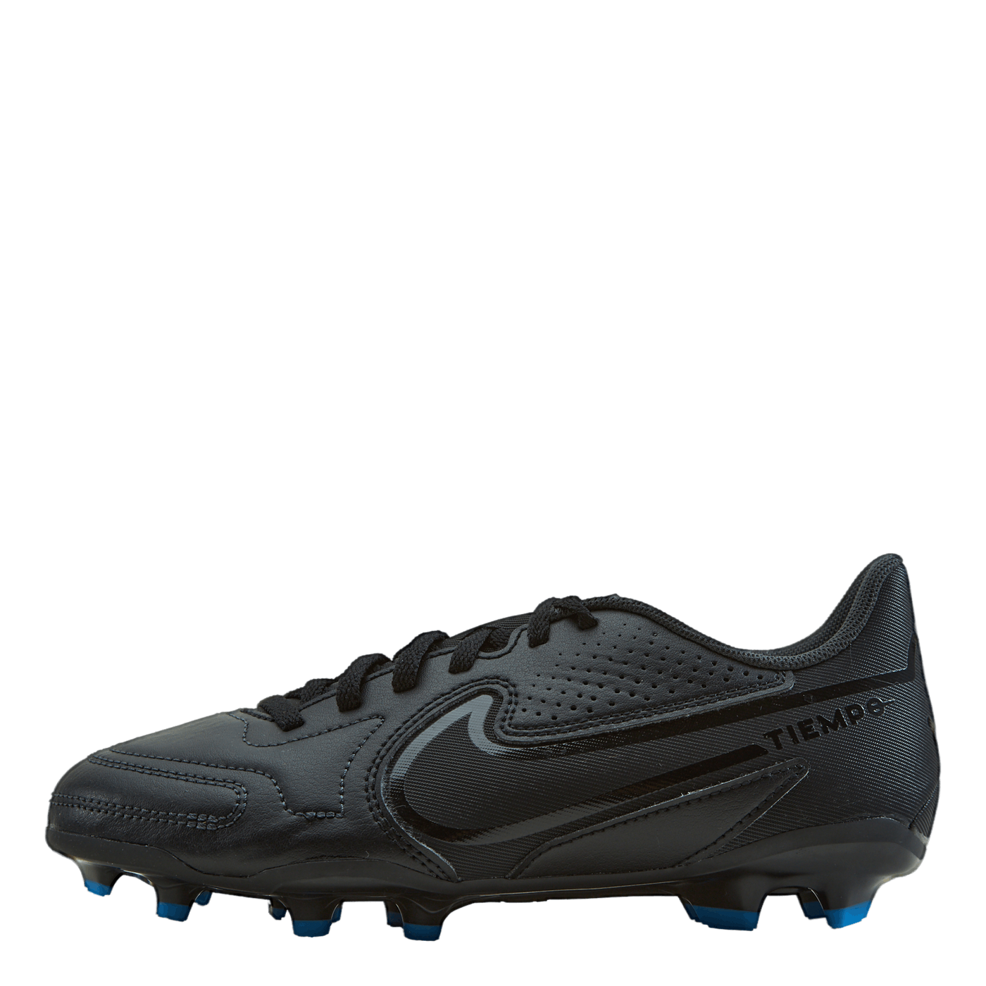 Junior. Tiempo Legend 9 Club MG Little/Big Kids' Multi-Ground Soccer Cleats BLACK/BLACK-SUMMIT WHITE-LT PHOTO BLUE