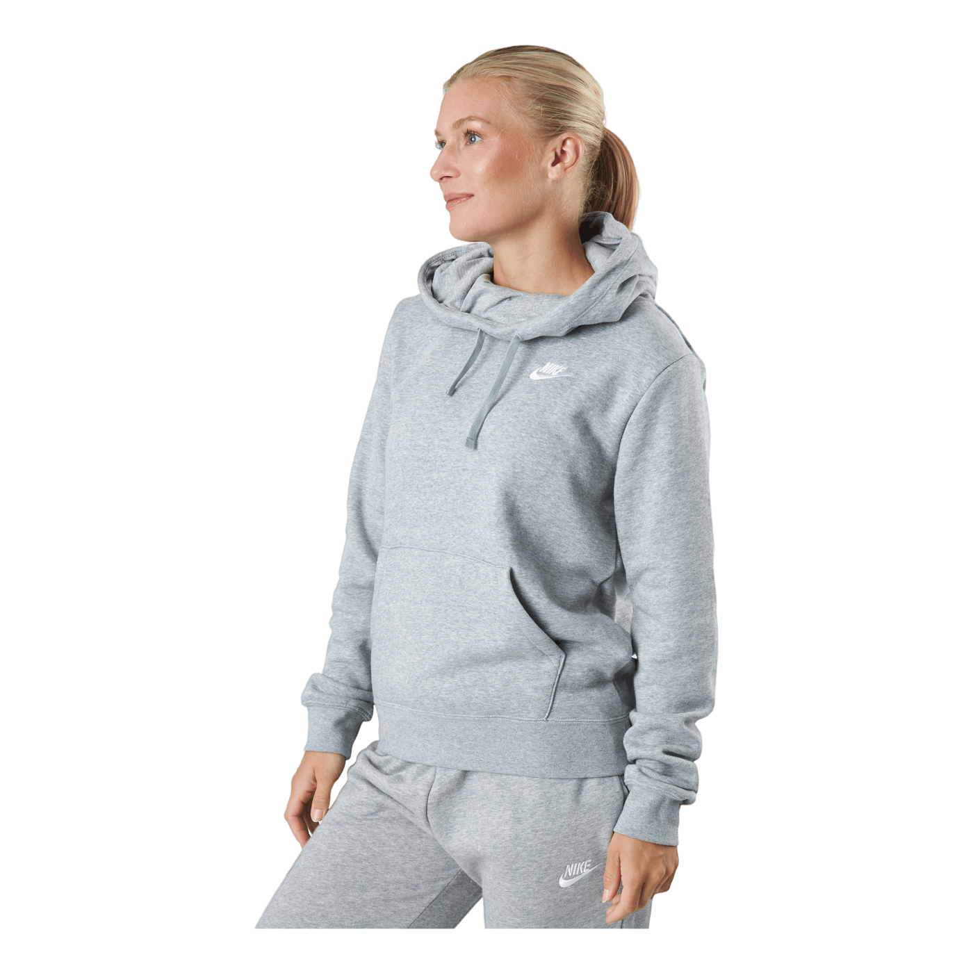 Sportswear Club Fleece Women s Funnel Hoodie DK GREY HEATHER WHITE