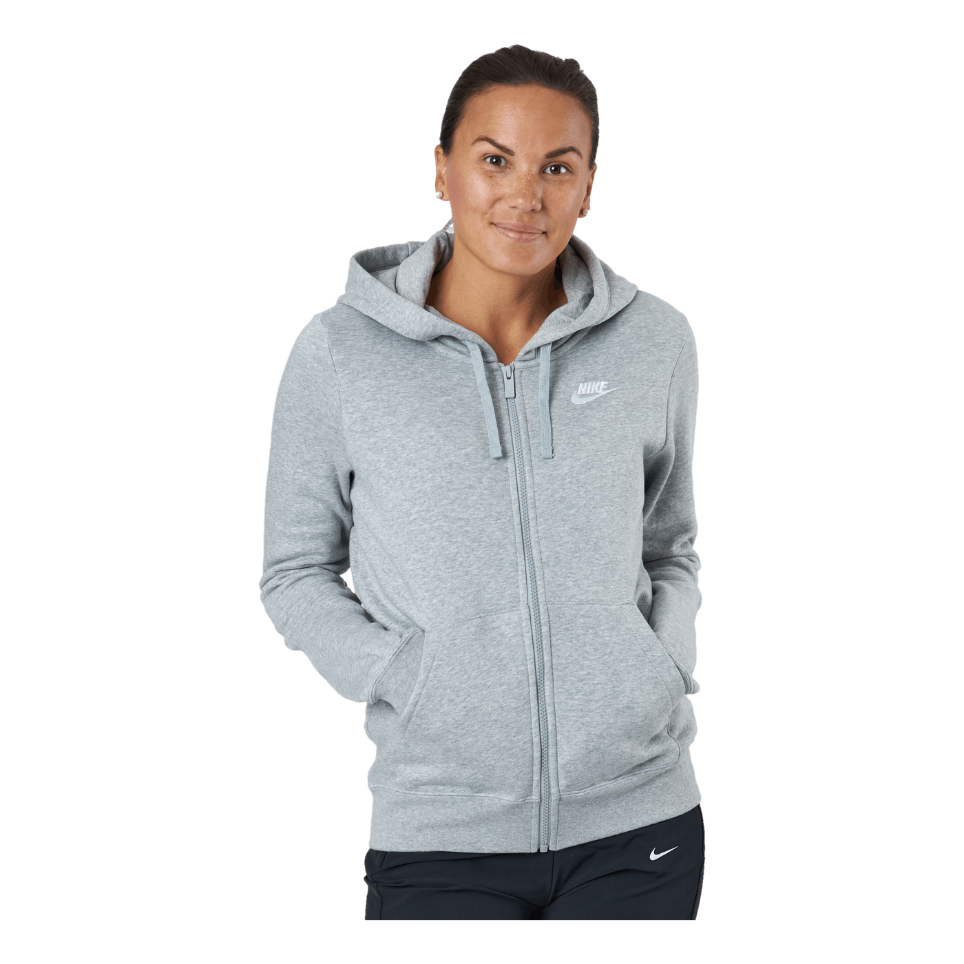 Sportswear Club Fleece Women's Full-Zip Hoodie DK GREY HEATHER/WHITE