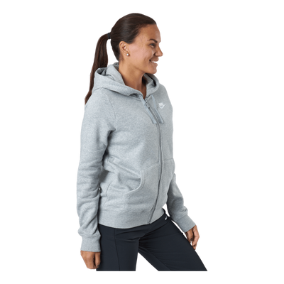 Sportswear Club Fleece Women's Full-Zip Hoodie DK GREY HEATHER/WHITE