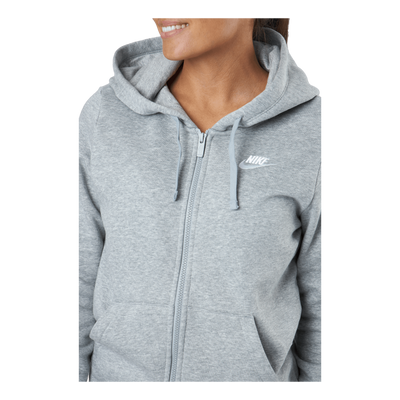 Sportswear Club Fleece Women's Full-Zip Hoodie DK GREY HEATHER/WHITE