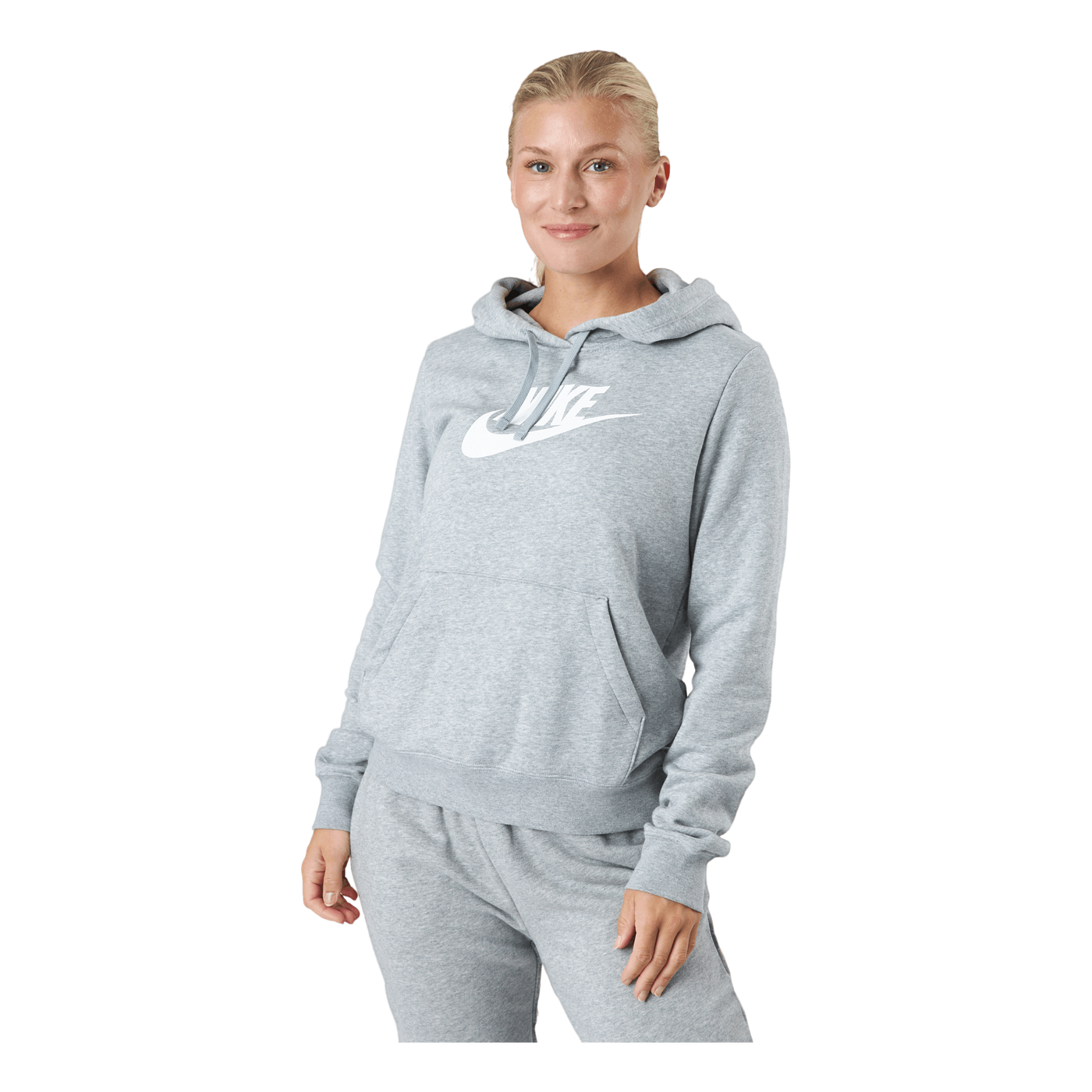 Sportswear Club Fleece Women's Logo Pullover Hoodie DK GREY HEATHER/WHITE