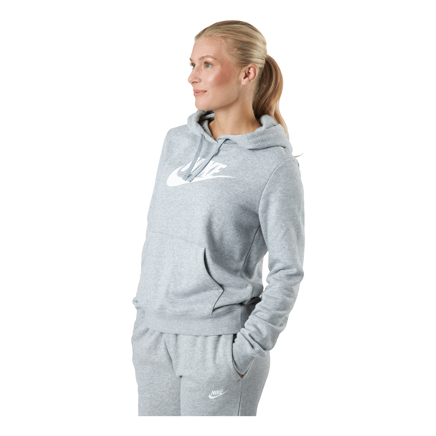 Sportswear Club Fleece Women's Logo Pullover Hoodie DK GREY HEATHER/WHITE