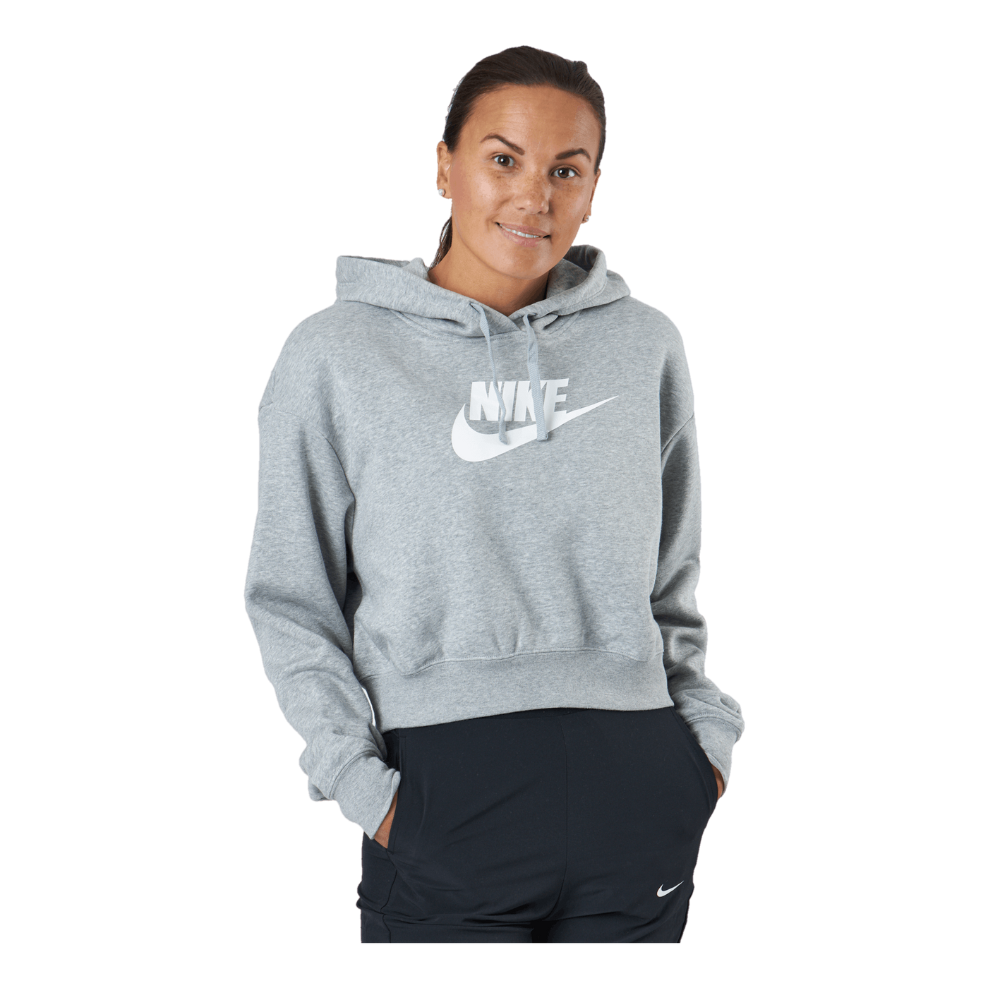 Sportswear Club Fleece Women's Cropped Hoodie DK GREY HEATHER/WHITE