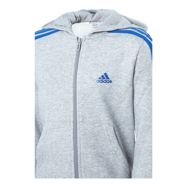 Grey adidas hoodie with blue stripes deals