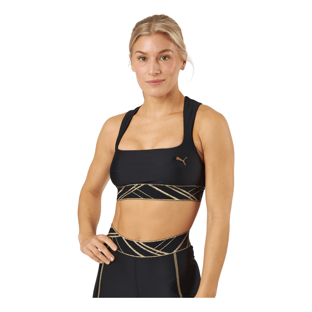 Mid Impact Deco Glam Bra Puma Black-deco Glam