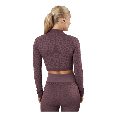 Formknit Seamless Cropped 1/4  Dusty Plum-leopard Print