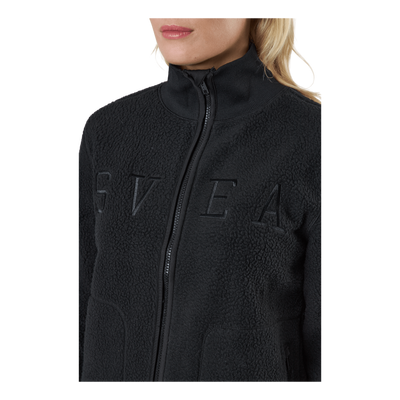 Long Pile Zip Sweat Black