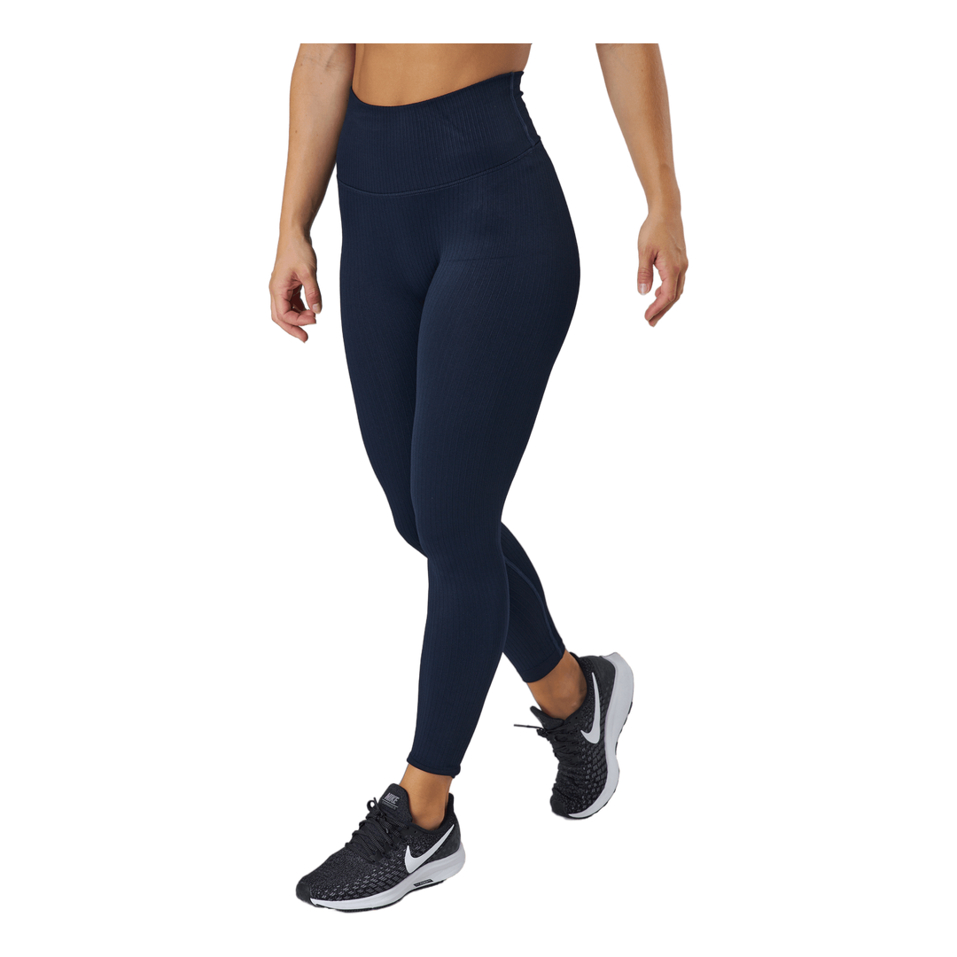 Ribbed Seamless Tights Navy Blue