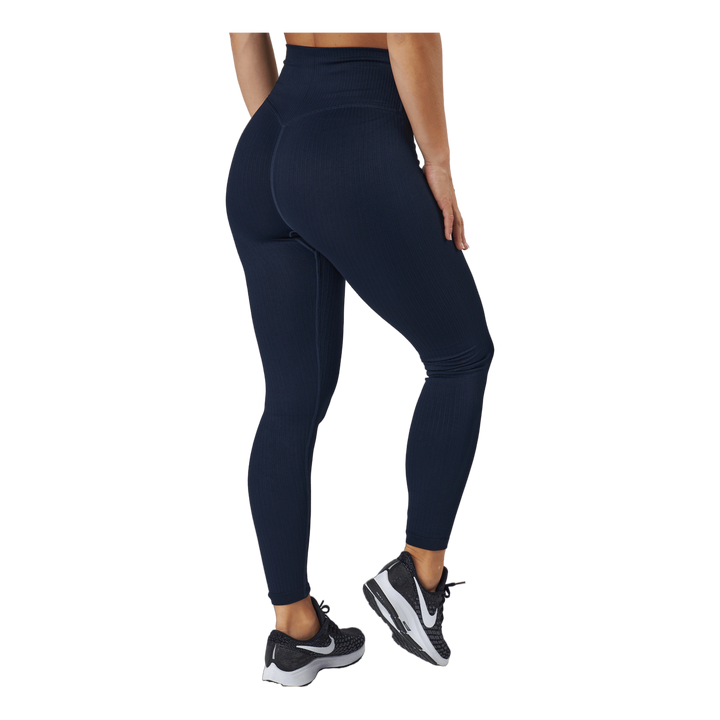 Ribbed Seamless Tights Navy Blue