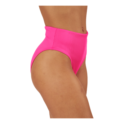 Swim Women Ribbed High Waist B Neon Pink