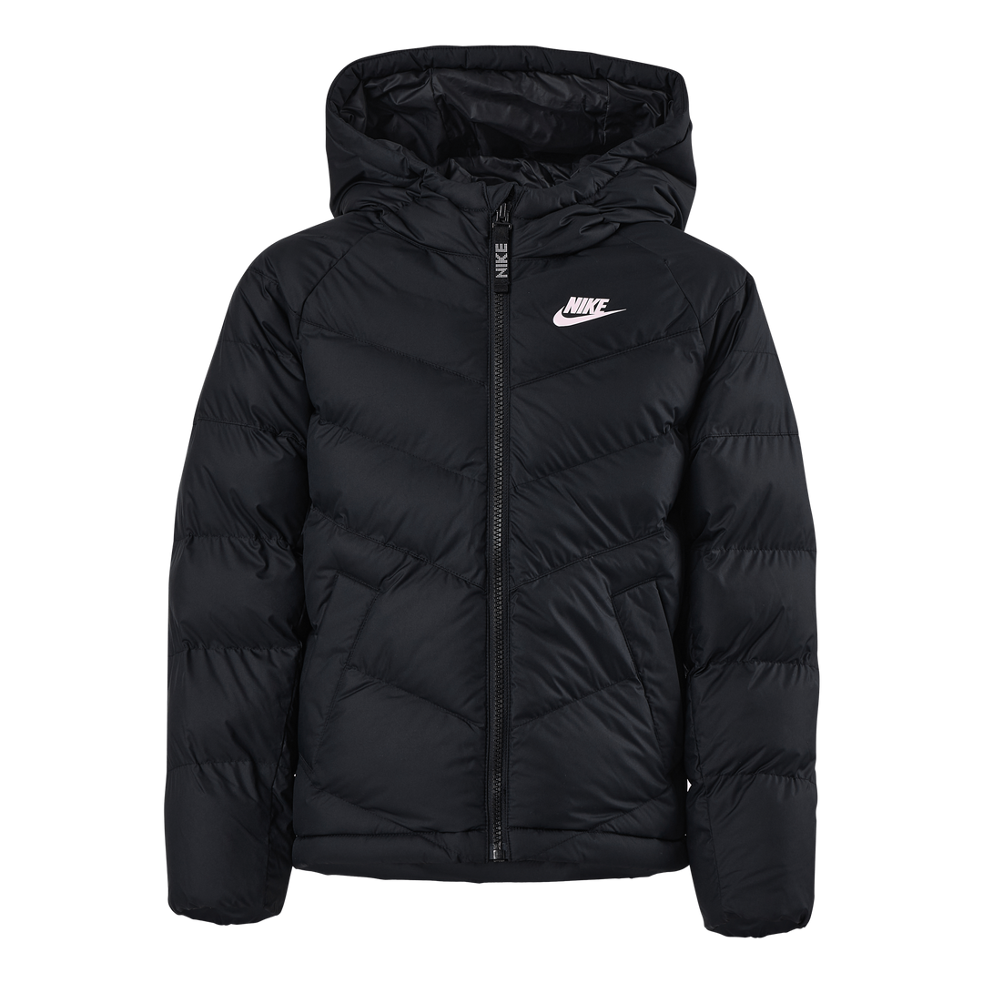 Pink and black nike puffer jacket sales