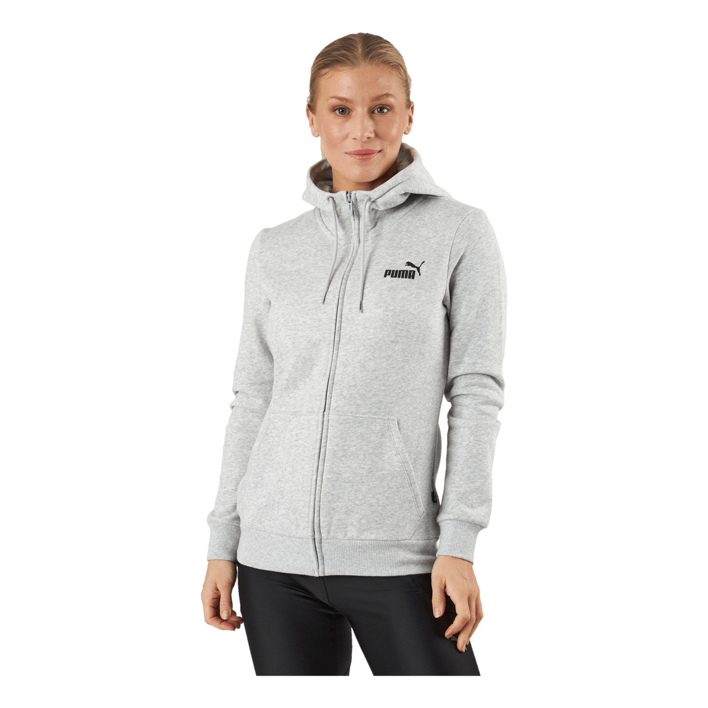 Ess Small Logo Full-zip Hoodie Light Gray Heather