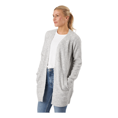 Pcellen Ls Long Knit Cardigan  Light Grey Melange