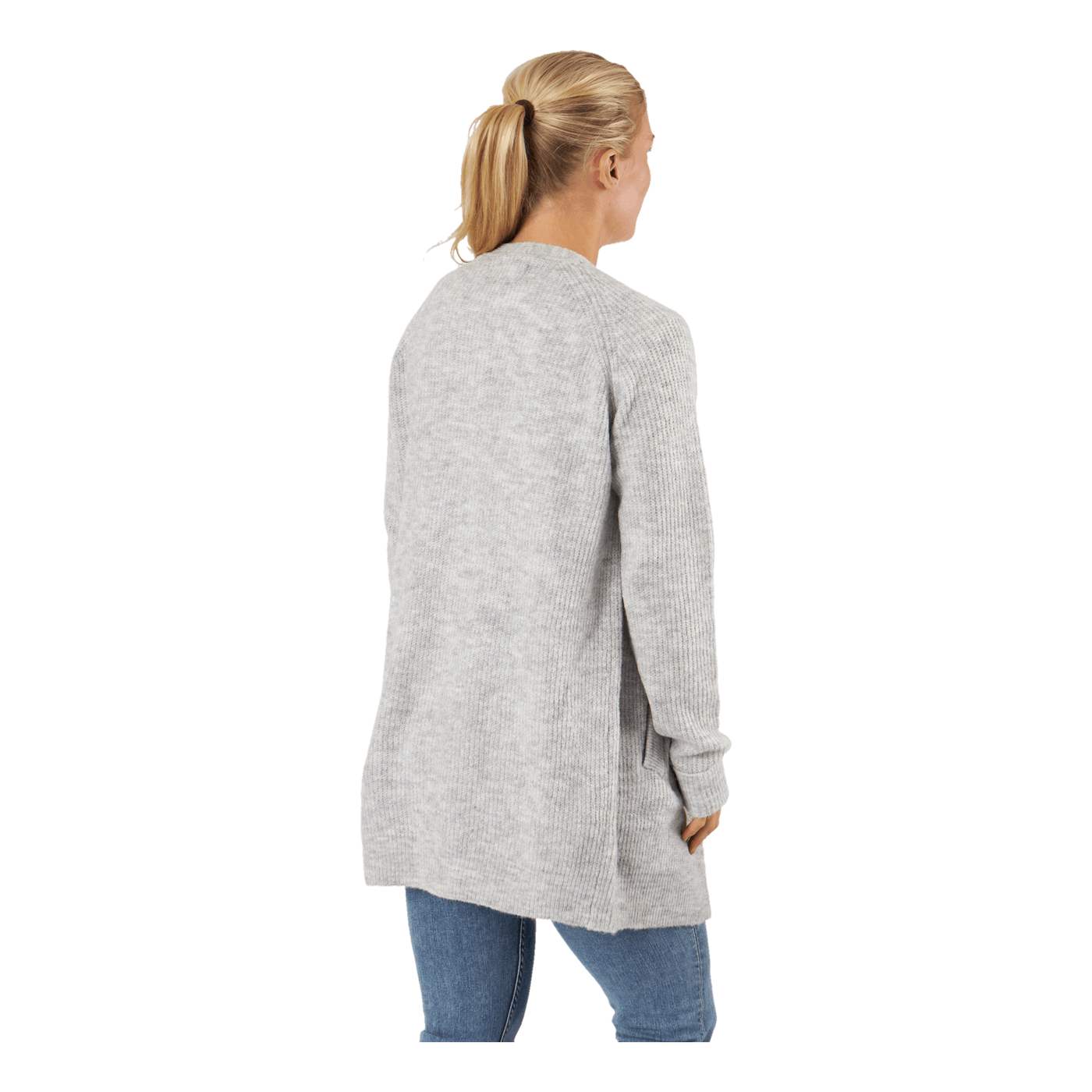 Pcellen Ls Long Knit Cardigan  Light Grey Melange