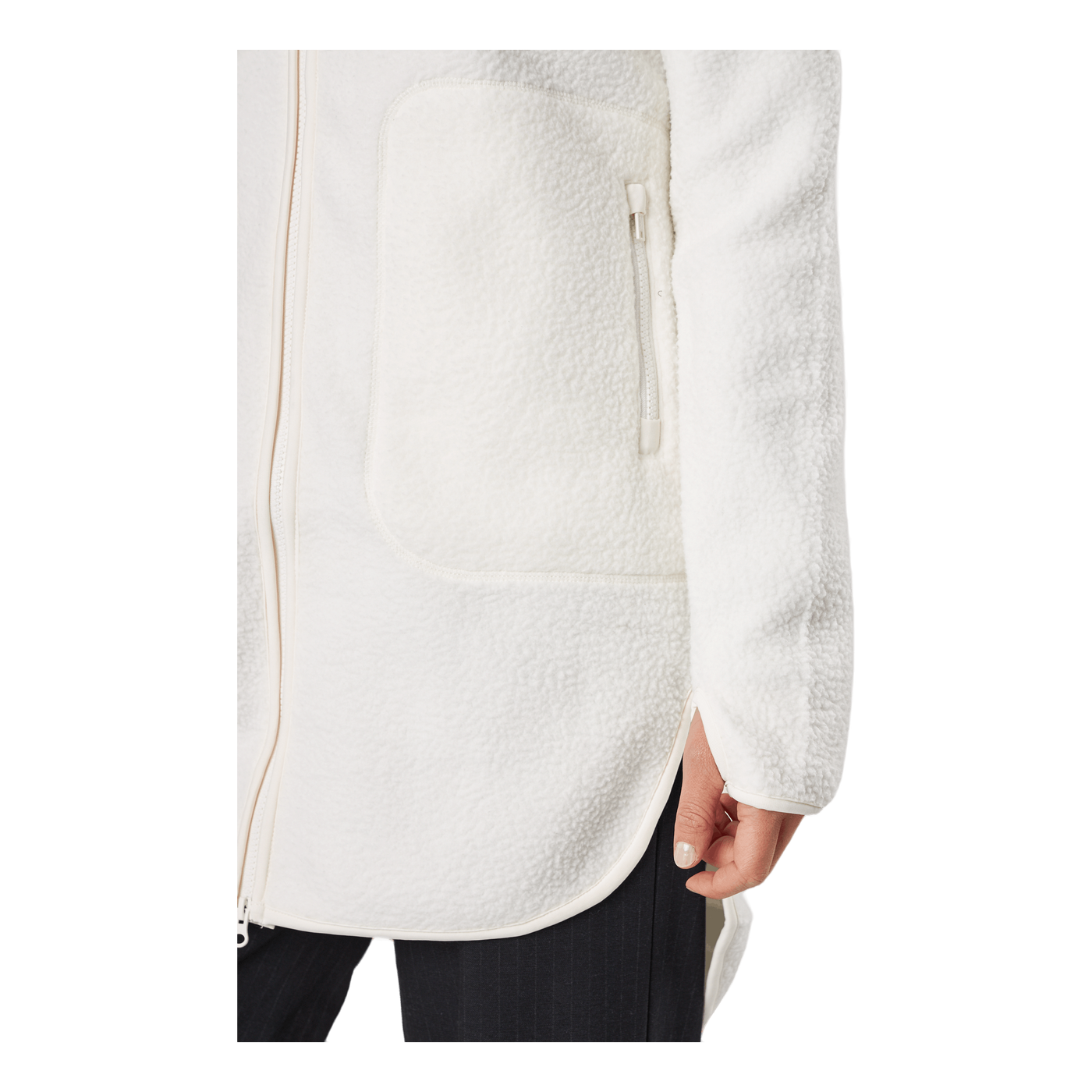 Long Pile Zip Sweat Off White