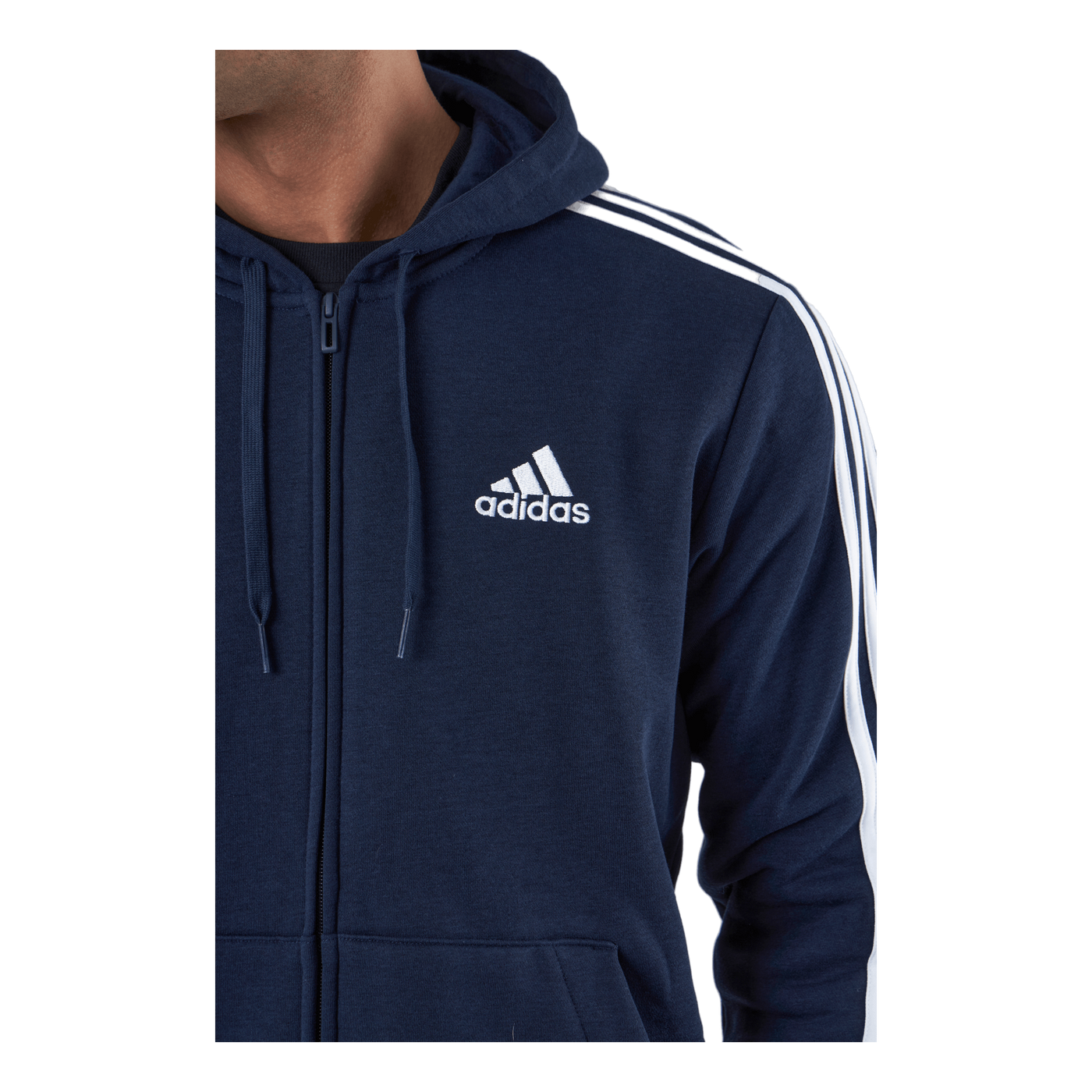 Essentials Fleece 3-Stripes Full-Zip Hoodie Legend Ink