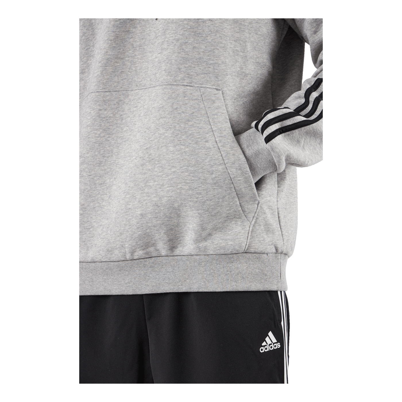 Essentials Fleece 3-Stripes Hoodie Medium Grey Heather