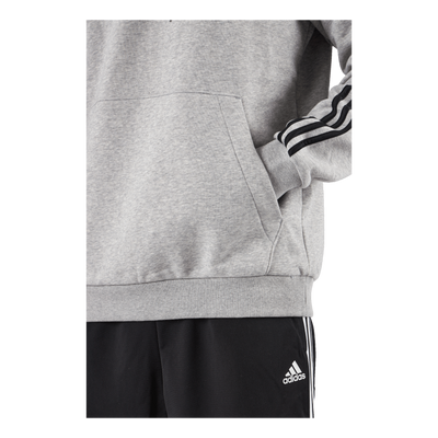 Essentials Fleece 3-Stripes Hoodie Medium Grey Heather