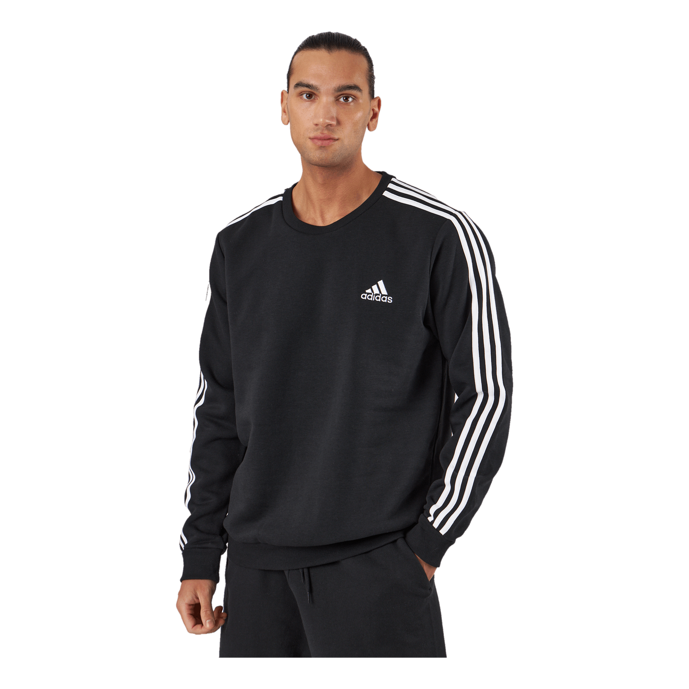 Essentials Fleece 3-Stripes Sweatshirt Black