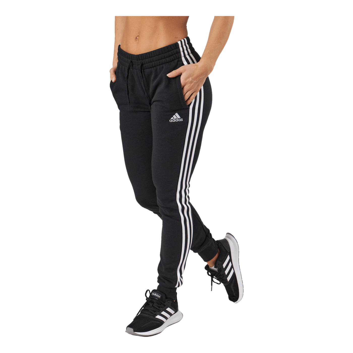 Essentials Fleece 3-Stripes Joggers Black