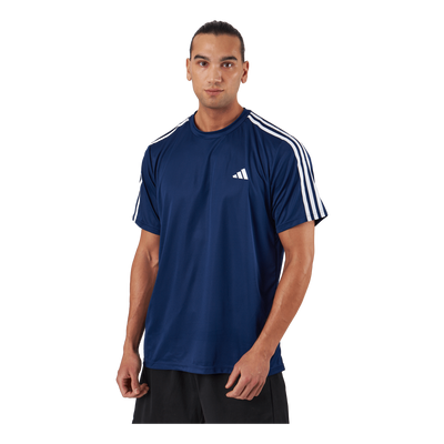 Train Essentials 3-Stripes Training T-Shirt Dark Blue / White