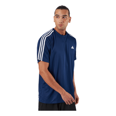 Train Essentials 3-Stripes Training T-Shirt Dark Blue / White