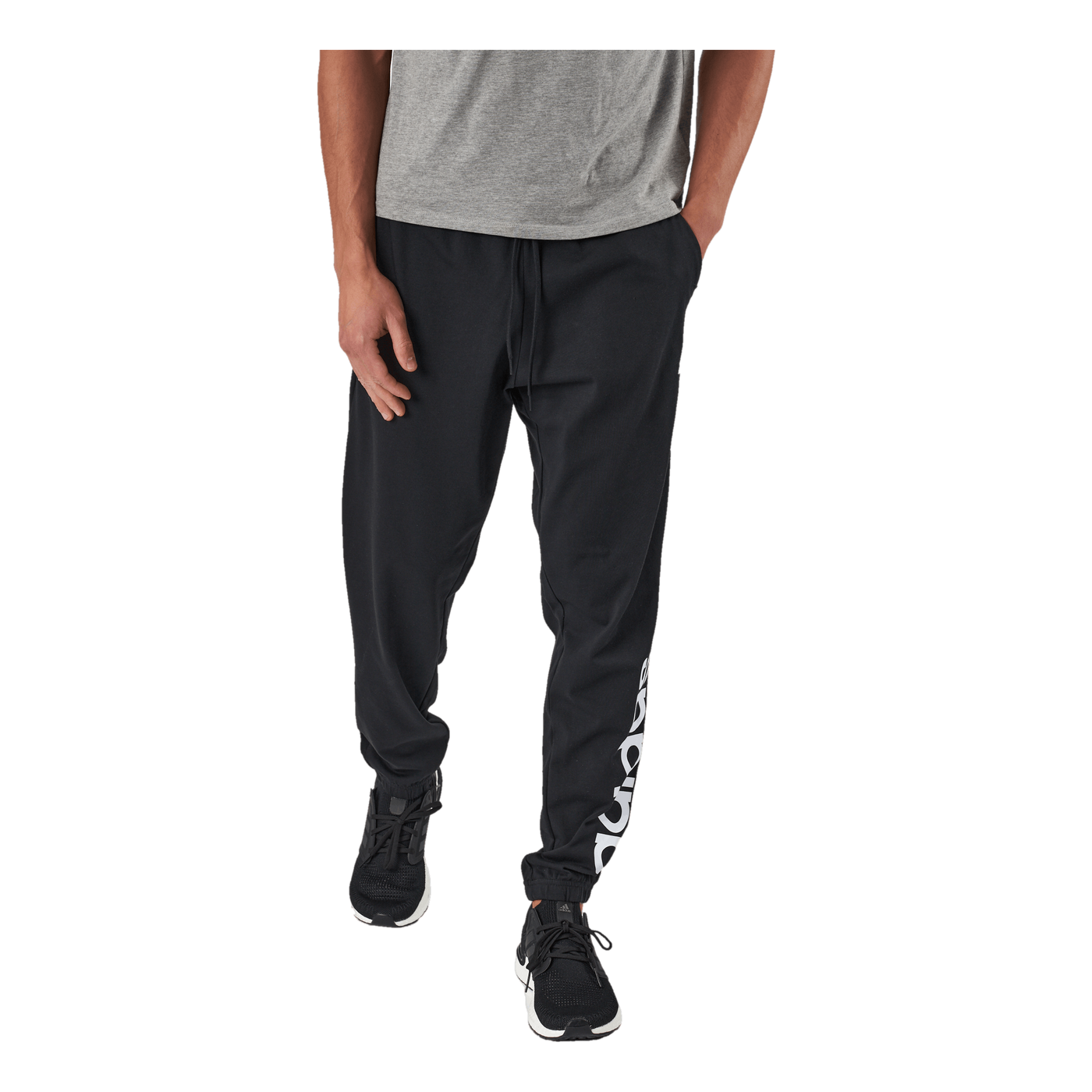 Essentials Single Jersey Tapered Elasticized Cuff Logo Joggers Black