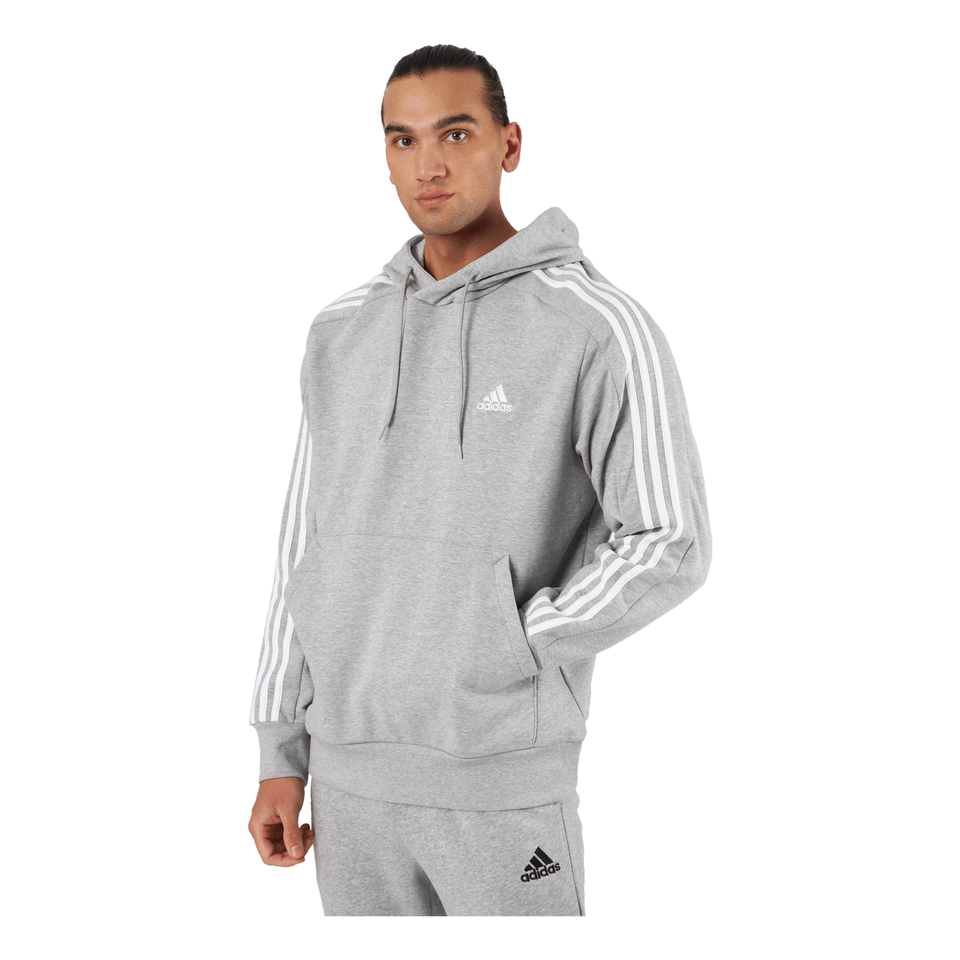 Essentials French Terry 3-Stripes Hoodie Medium Grey Heather