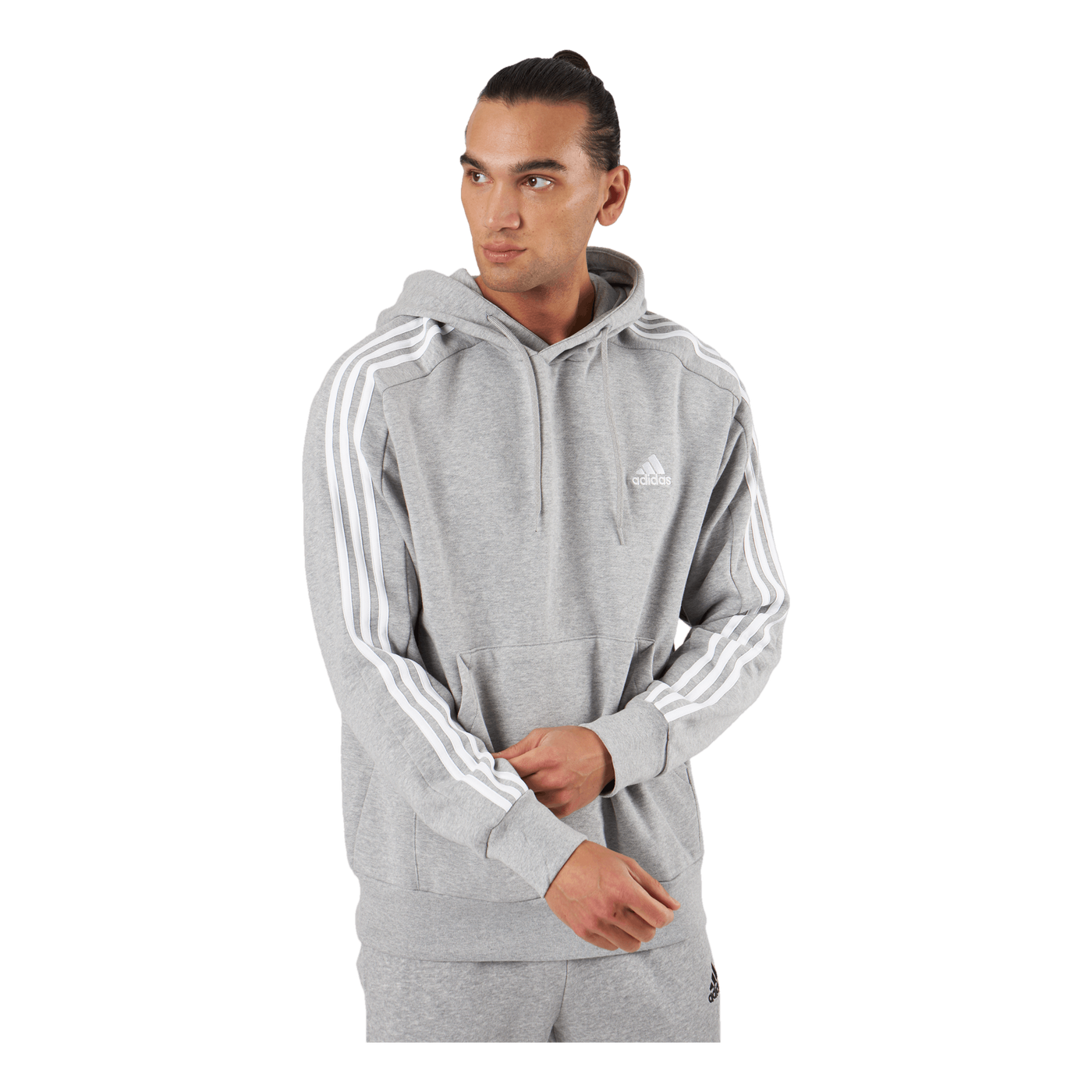 Essentials French Terry 3-Stripes Hoodie Medium Grey Heather