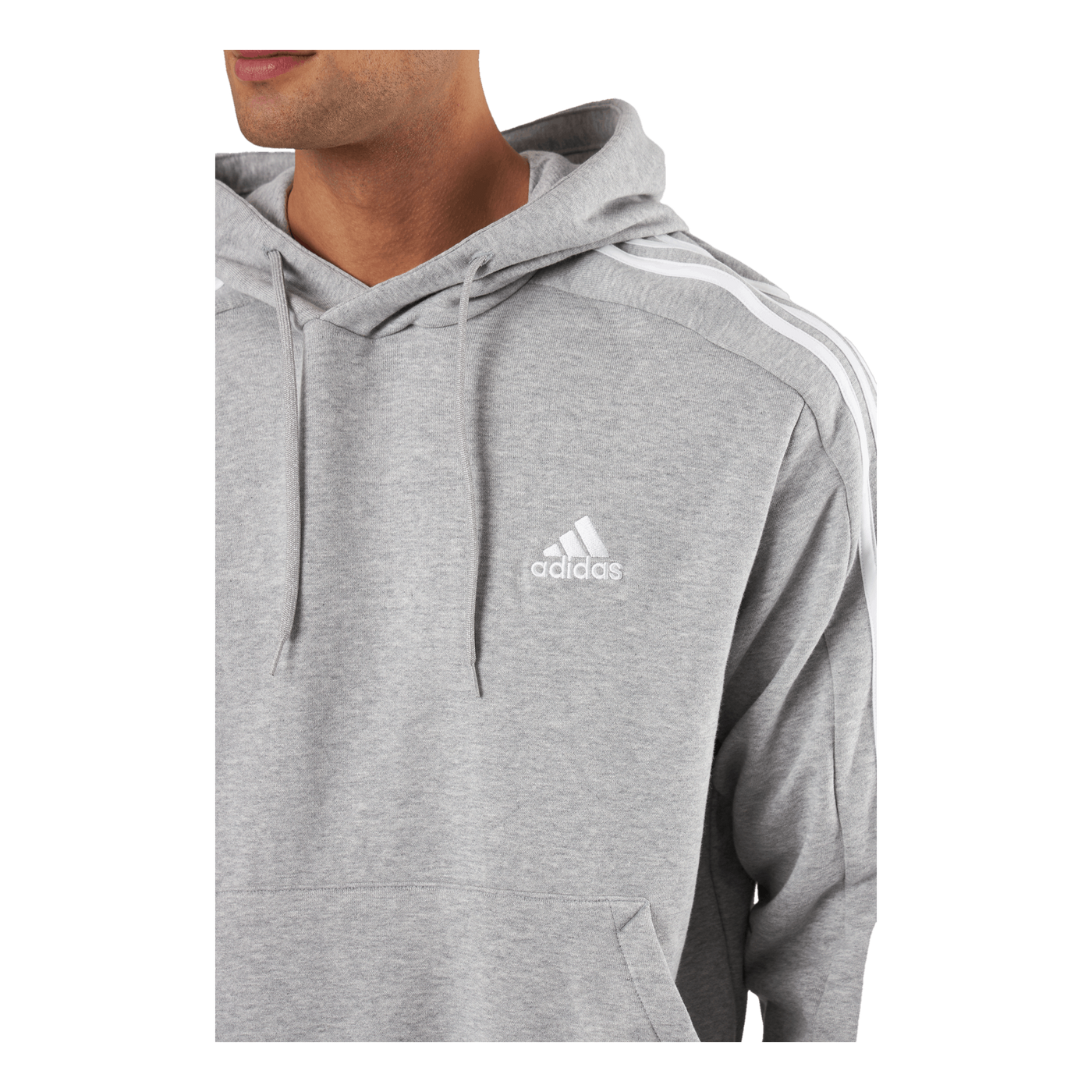 Essentials French Terry 3-Stripes Hoodie Medium Grey Heather