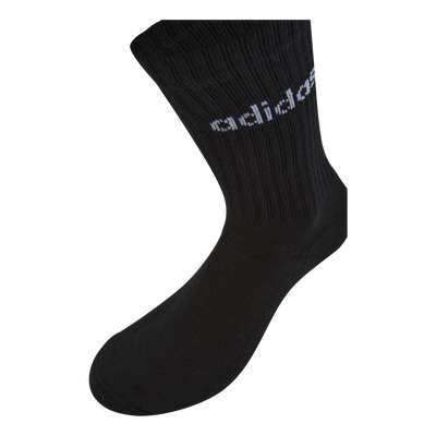 Linear Crew Cushioned Socks 3 Pairs Black / White