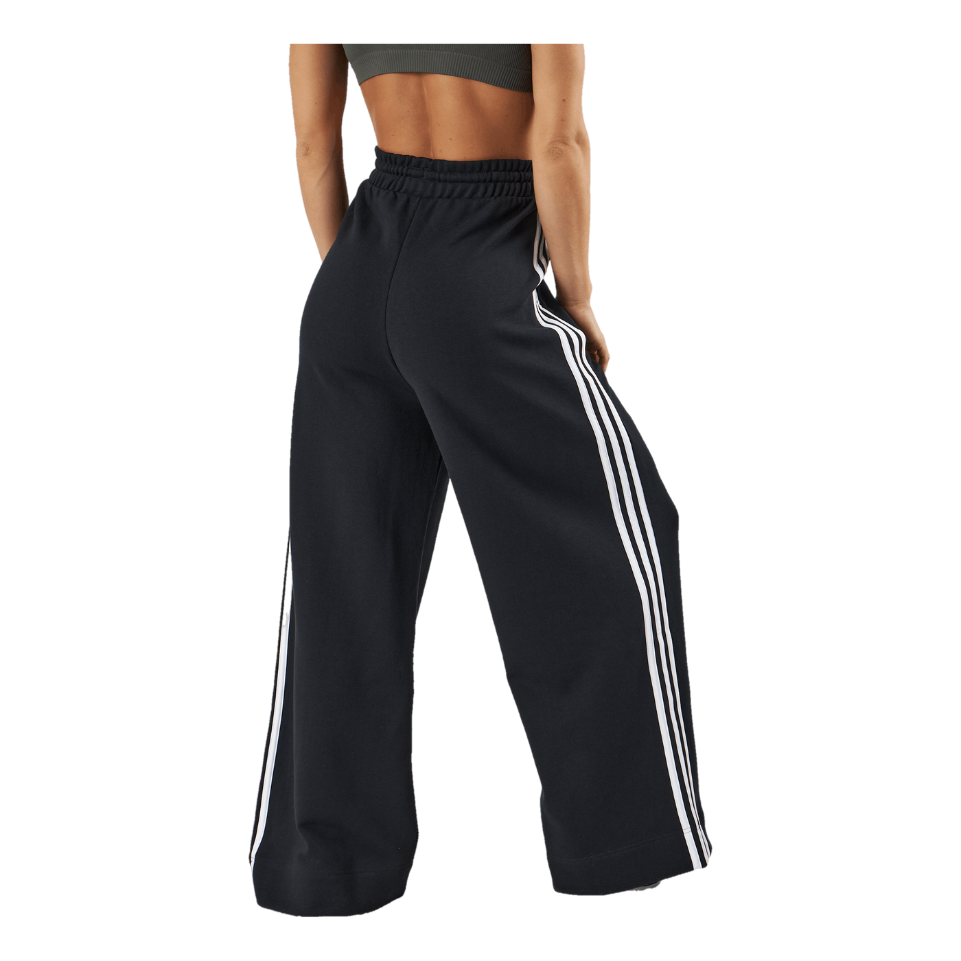 Essentials 3-Stripes French Terry Wide Joggers Black
