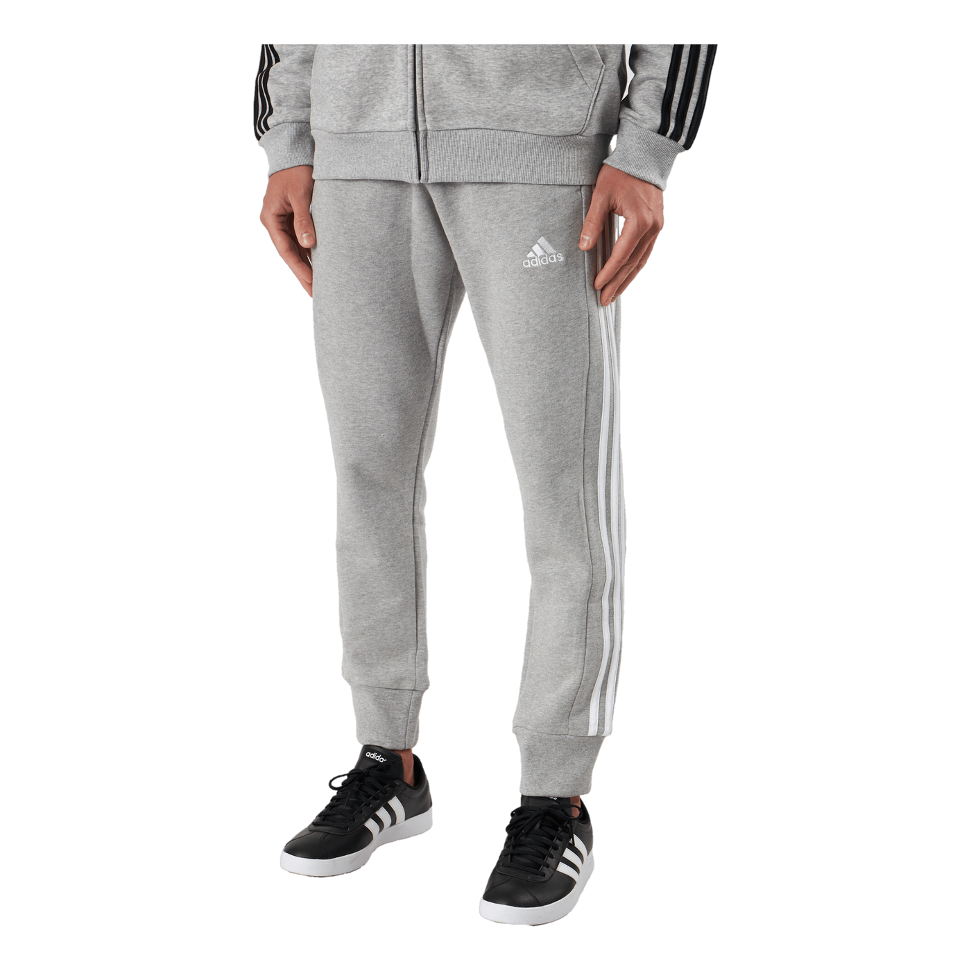 Essentials French Terry Tapered Cuff 3-Stripes Joggers Medium Grey Heather