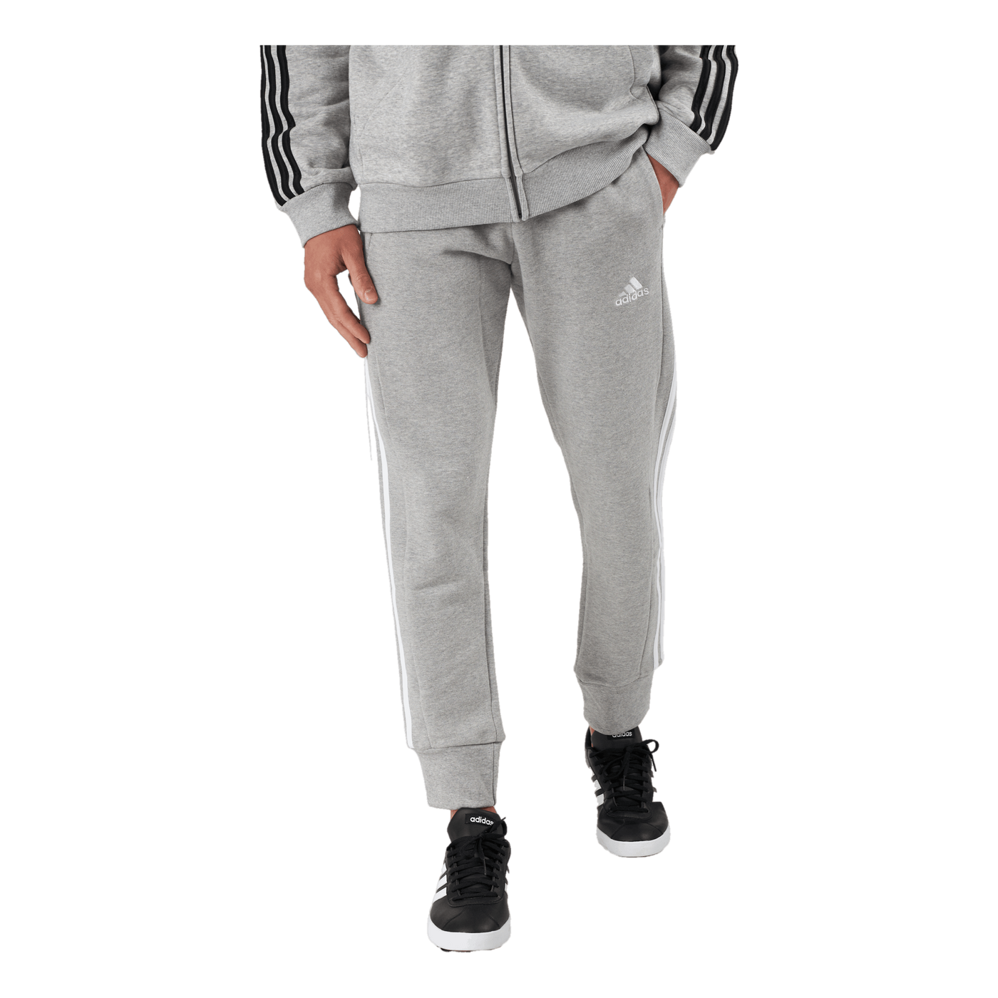 Essentials French Terry Tapered Cuff 3-Stripes Joggers Medium Grey Heather