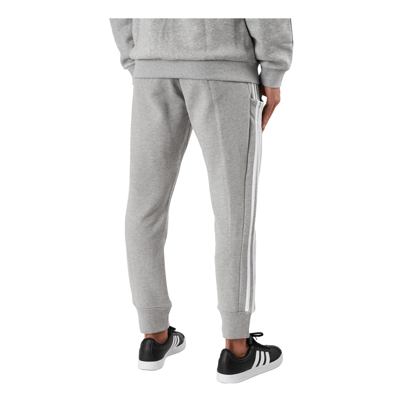 Essentials French Terry Tapered Cuff 3-Stripes Joggers Medium Grey Heather
