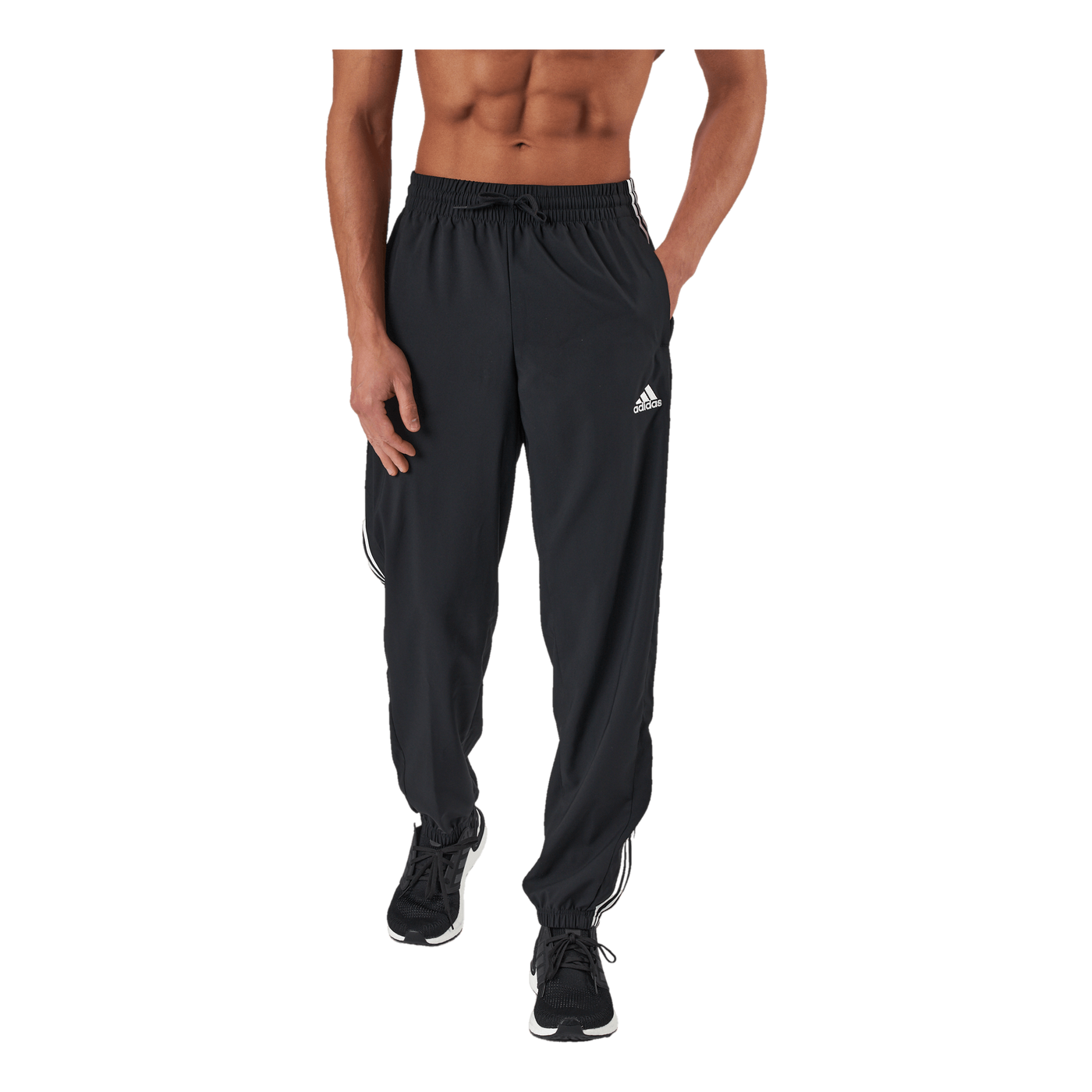 AEROREADY Essentials Elastic Cuff Woven 3-Stripes Tracksuit Bottoms Black