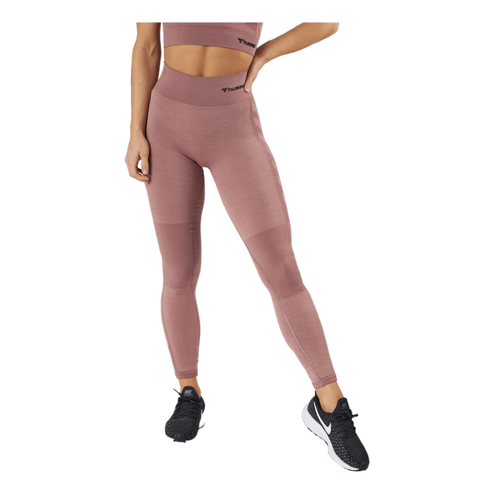 Hmlclea Seamless Mid Waist Tig Woodrose/rose Taupe Melange