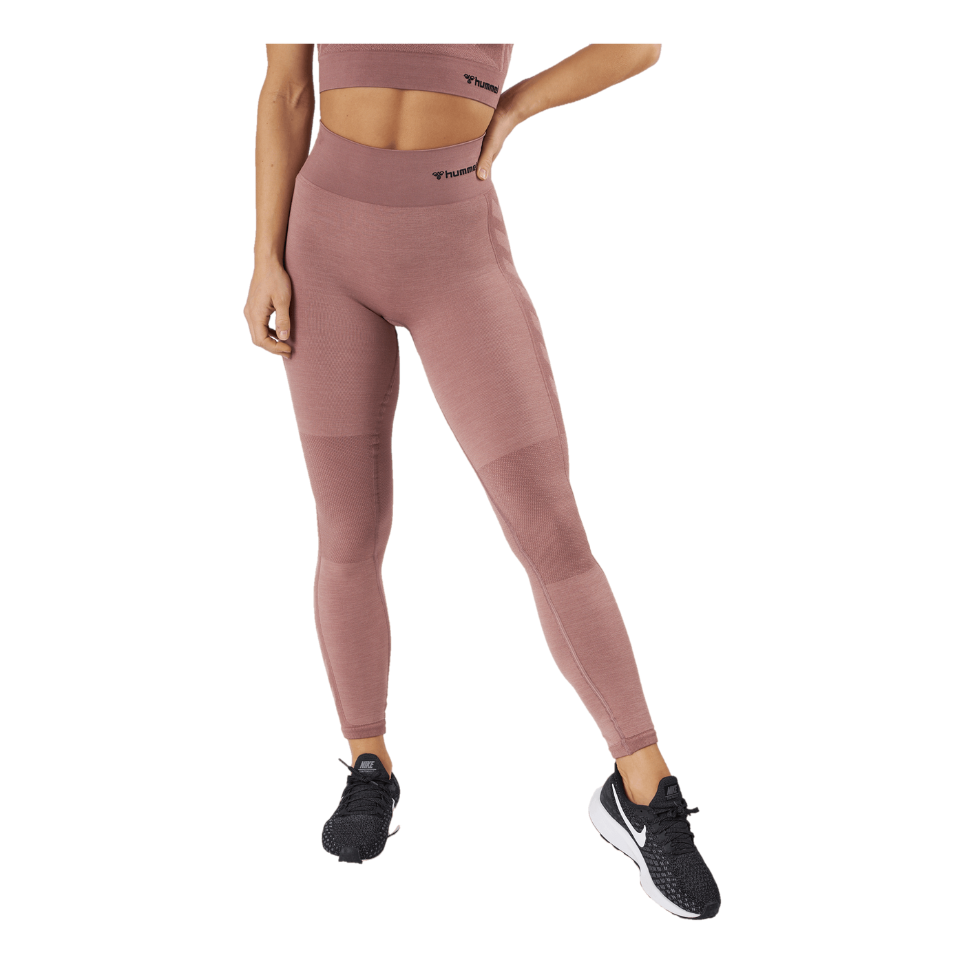 Hmlclea Seamless Mid Waist Tig Woodrose/rose Taupe Melange
