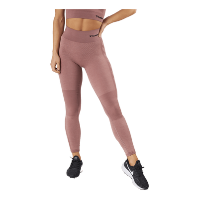 Hmlclea Seamless Mid Waist Tig Woodrose/rose Taupe Melange