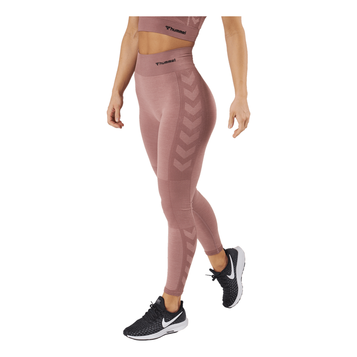 Hmlclea Seamless Mid Waist Tig Woodrose/rose Taupe Melange